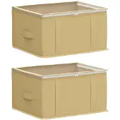 vidaXL Boîte de rangement avec fenêtre transparente sur le dessus, en tissu non tissé crème