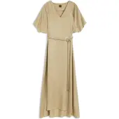 BOSS Robe à col V et ceinture fine à boucle