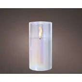 Lumineo Bougie LED en verre irisé 15cm