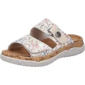 Rieker Sandales V030090 V03 pour femmes, confortables, modèle pantoufle, couleur blanche, pour un usage quotidien