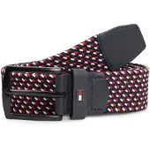 Tommy Hilfiger Ceinture 'Denton Braided Webbing Elastic' bleu foncé / rouge / blanc