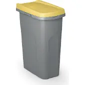 Casaria Poubelle gris/jaune plastique 25L