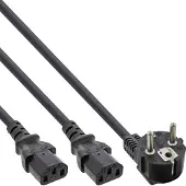 Intos 16653 Netz-Y-Kabel, 1x Schutzkontaktstecker zu 2x Kaltgerätestecker, 1,8m