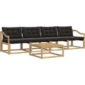 vidaXL Ensemble de canapés d'extérieur , 5 pièces, blanc et noir, 79 x 79 x 37 cm