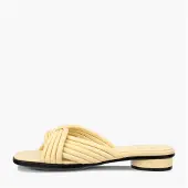 Ecco Sandales plates en cuir Alba sculpté à brides croisées Femme Straw