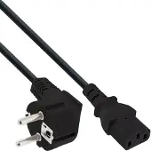 InLine 16649 Netzkabel, Schutzkontakt gewinkelt auf Kaltgerätestecker C13, 3m