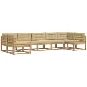 vidaXL Ensemble de canapés d'extérieur avec coussins, 7 pièces, blanc et beige