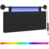 vidaXL Tête de lit suspendue avec éclairage LED, tissu noir