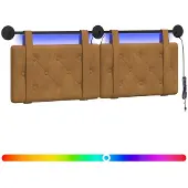 vidaXL Tête de lit suspendue Avec lumière LED Marron Velours