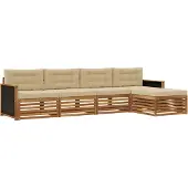 vidaXL Ensemble de salon de jardin 5 pièces, couleurs naturelles et beige, en polyester