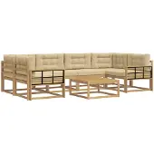 vidaXL Ensemble de canapés d'extérieur avec coussins, 5 pièces, blanc et beige
