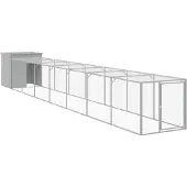 vidaXL Cage à poules avec enclos gris clair 110x813x110 cm Acier galvanisé