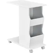 En.casa [] Table d'appoint à roulettes 53x30x63cm Table basse Table basse de salon Blanc