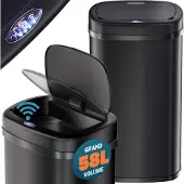 Monzana Poubelle automatique noire en acier inoxydable 58L