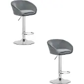 Leobert Hocker EAST - velours gris / base chromée x 2