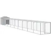 vidaXL Cage à poules avec enclos gris clair 117x1017x123 cm Acier galvanisé
