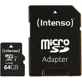 Intenso MicroSD 64GB UHS-I Class 10 90MB/s avec adaptateur SD - Carte mémoire