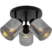 QAZQA Spot de plafond noir avec verre fumé rond 3 lumières orientables - Laura
