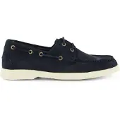 BOSS pour homme. 50563130 Chaussures de bateau en daim contrasté bleu marine (41), Plat, Cuir, Lacets, Casuel