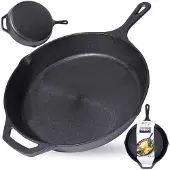 Orion Poêle à frire en fonte Poêle à braiser Assiette 30 cm avec poignée Induction