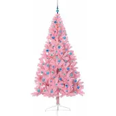 vidaXL Arbre de Noël artificiel pré-éclairé rose 240 cm PVC