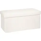 5 Five Pouf pliant double en bois et fourrure "Ezzio" - Blanc - L 76 x P 38 x H 38 cm