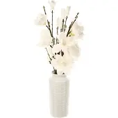 Atmosphera Composition florale artificielle Magnolias dans un vase en céramique H 75 cm