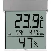 TFA-Dostmann Thermomètre de fenêtre, Thermomètre + hygromètre, Transparent, Argent
