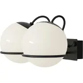 Astep Model 237/2 Model 238/2 Applique murale 2 Opaline Spheres (14cm Diameter), Black Mount