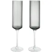 Ferm Living Ripple Flûtes à Champagne - Ensemble de 2 Smoked Grey