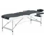 vidaXL Table de massage pliable 3 zones Aluminium Noir et blanc