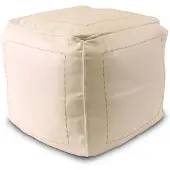 Safaary Pouf marocain en cuir blanc Carré