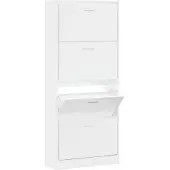 vidaXL Armoire à chaussure Blanc brillant 63x24x147 cm Bois ingénierie