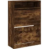 vidaXL Armoire à chaussures 2 tiroirs rabattables chêne fumé
