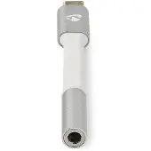 Nedis USB-C Adapter - USB 2.0 - USB-C mâle - 3.5 mm femelle - 0.08 m - rond - doré - tressé / nylon - argent / blanc - emballage avec fenêtre transparente
