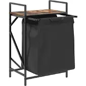 vidaXL Panier à linge 1 compartiment avec étagère en chêne fumé