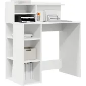 vidaXL Bureau , blanc, en panneaux de particules, 90 x 48 x 101,5 cm