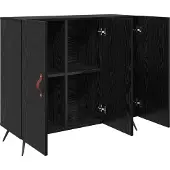 vidaXL Buffet noir aspect chêne 89,5 x 34 x 80 cm en aggloméré