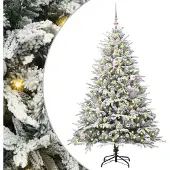 vidaXL Sapin de Noël artificiel pré-éclairé avec ensemble de boules