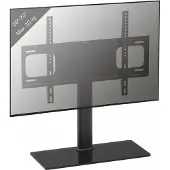 VCM B-TTS 600 Table de télévision avec pied en verre noir.