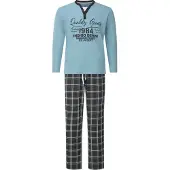 Jan Vanderstorm Comfort Fit Pyjama bleu, A carreaux