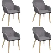 vidaXL Chaises de salle à manger 4 pcs. Gris clair Tissu et bois massif Chêne