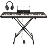 Gear4Music Piano de Scène SDP-2 par + Support Pédale et Casque