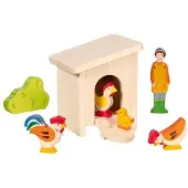 Holztiger PETIT PAVILLON EN BOIS avec poules en bois