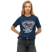 Superdry pour femme. W1011611A T-shirt Embellish Varsity Relaxed marine (M), Casuel, Coton, Manche courte