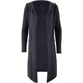 Bonprix Gilet long en maille à capuche