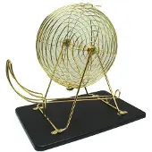 Engelhart Roulette de bingo 43 cm - Roulette de bingo - Métal - Avec 90 boules en bois - Panier 31 cm