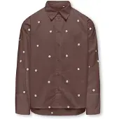 ONLY GIRLS Chemisier 'KOGNew' marron / blanc
