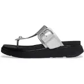 FitFlop pour femme. A2S-011 Sandales à boucle Gen-FF en cuir argenté (39), 1 à 3 cm, Aucun, Casuel