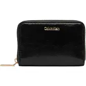 Calvin Klein Porte-monnaies 'Foil Logo Zip-around Glossy' noir